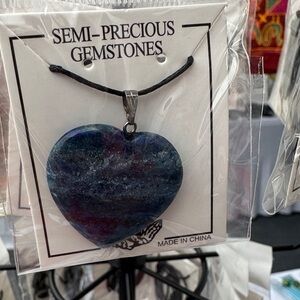 Heart-Shaped Semi-Precious Gemstone Pendant